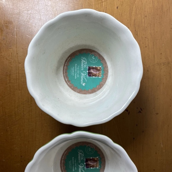 Pioneer Woman Flea Market Ramekins 4" Green Floral Burst Set Of 2 Rare New - Picture 4 of 10